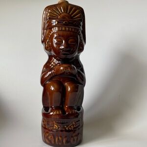 Tiki Idol KAHLUA Ceramic Bottle Decanter Vintage Brown